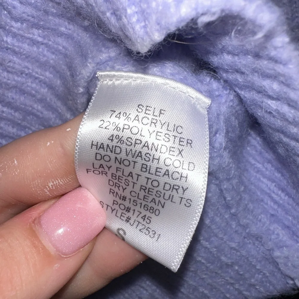 Storia women’s light purple lightning bolt crew neck soft sweater S winter fall - Picture 3 of 7